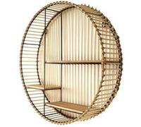 AltoBuy Etagère Murale Ronde en Bambou et métal Plateau Bois - Saphir