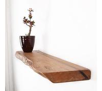 Étagère murale ronde en bois massif rustique avec bords irréguliers et planche épaisse, idéale pour les chambres d'amis et la décoration d'intérieur (marron, 40 x 20 x 2,5 cm)