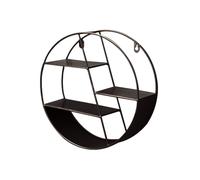 Étagère murale ronde en métal avec planches en bois - 29 x 29 x 9,5 cm - 3 niveaux - Pour salon, chambre à coucher