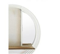 Etagère murale ronde en métal blanc avec miroir et tablette - LUNE Meubletmoi