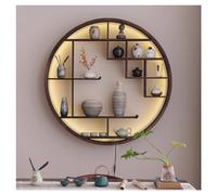 Étagère murale ronde flottante rétro en bois pour exposer des livres, vases et cadres - Couleur marron - Design moderne élégant