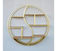 Étagère murale ronde industrielle en métal et bois à 6 niveaux pour la maison, le bureau et la vente au détail