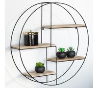 Etagère Murale Ronde Lily 4 Niveaux Bois Et Métal Design Industriel