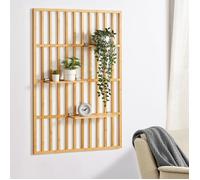 [en.casa] Étagère Murale Design Intemporel Panneau Mural Style Scandinave avec 3 Tablettes Modulables pour Salon Cuisine Bureau Entrée Bambou 120 x 80 x 13 cm Naturel