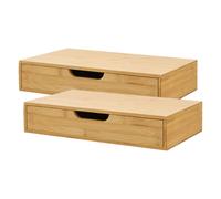 Etagère murale set de 2 'Bokn' avec tiroir 40 x 24 x 8 cm Bambou