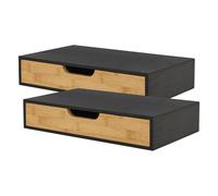 Etagère murale set de 2 'Bokn' avec tiroir 40 x 24 x 8 cm Bambou noir