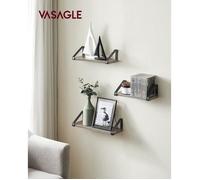 VASAGLE Étagère Murale, Tablette Flottante, Lot de 3, 2 Façons de Montage, 30/35/40 cm, pour Salon, Cuisine, Bureau, Salle de Bain, Grège et Noir Mat LWS033B02
