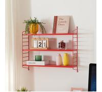 [en.casa] Étagère Murale Modulable pour Salon Chambre Meuble de Rangement Style Insdustriel à 3 Niveaux Acier Solide 50 x 60 x 15 cm Rouge