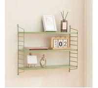 [en.casa] Étagère Murale Meuble de Rangement Flottant à 3 Niveaux avec Cadre Stable Style Industriel Élégant pour Cuisine Salon Chambre Salle de Bains Acier 50 x 60 x 15 cm Vert Olive Mat