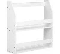 Homestyle4u Etagère Murale Suspendue en Bois Blanc 64x60x16cm