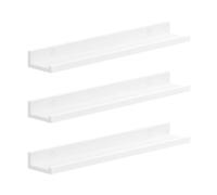 Étagère Murale Suspendue, Lot de 3, Décoration Salon, Longueur 60 cm, pour Cadres Photo, Salon, Bureau, Salle de Bain, Blanc