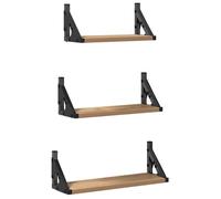 Étagère murale suspendue - vidaXL - Chêne fumé - Rectangulaire - 37x12x13 cm - Lot de 3 pièces - Assemblage requis