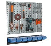 Étagère murale Système de rangement métal avec porte-outils boîtes bleu Garage