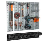 Étagère murale Système de rangement métal avec porte-outils boîtes Garage Noir