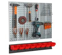 Étagère murale Système de rangement métal porte-outils boîtes panneau Rouge