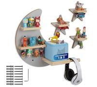 Étagère murale - TECTAKE - Étagère de rangement murale MYLITTLESTORY STAR pour 25 figurines magnétique - Gris