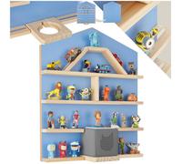 Étagère murale - TECTAKE - Étagère maison MYLITTLESTORY HOUSE, Adorable, 12 tablettes en bois massif - Bleu