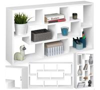 ETAGERE MURALE - TECTAKE - Étagère murale KASSANDRA Suspension invisible et assemblage rapide avec 8 compartiments - Blanc