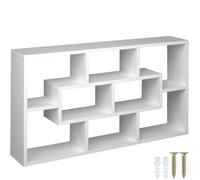 ETAGERE MURALE - TECTAKE - Étagère murale KASSANDRA Suspension invisible et assemblage rapide avec 8 compartiments - Blanc