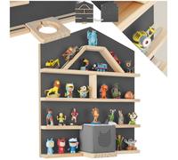 tectake® Etagere Murale Magnétique pour 50 Figurines à Histoire & Boîte à Histoire, Étagère Bois Bibliotheque, Support Figurine Rangement Chambre Enfant Décoration Murale Accessoires Chambre Enfant