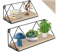 ETAGERE MURALE - TECTAKE - Lot de 2 étagères murales ROCKPORT en Bois et acier Style industriel - Bois Clair