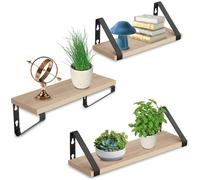 ETAGERE MURALE - TECTAKE - Lot de 3 étagères murales design COWELL en Bois et acier - Bois Clair