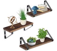 ETAGERE MURALE - TECTAKE - Lot de 3 étagères murales design COWELL en Bois et acier - Bois Foncé