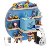 Étagère murale - TECTAKE - Rayonnage mural MYLITTLESTORY MOON pour 28 figurines, Magnétique, Adaptée aux Toniebox 1 et 2 - Bleu