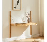 [en.casa] Étagère Murale Style Scandinave avec 2 Tiroirs Spacieux Élements Réglables en Hauteur avec Trous Prépercés pour Salon Cuisine Chambre Bambou 85 x 85 x 36 cm Naturel
