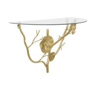 Generique – Étagère murale Tisty – Métal doré, tablette en verre 60x30x40 cm