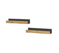 Étagère murale Tomy, 60x10cm Lot de 2, Anthracite/Chêne de force doré, Vicco 54673