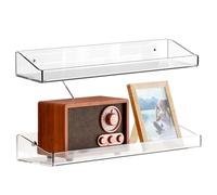 Étagère murale transparente, rangement monté, rebord d'affichage en acrylique, organiseur invisible pour économiser de l'espace pour cosmétiques, romans, objets de collection, gadgets, papeterie
