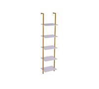 Etagère Murale Tuyau Carré Industrielle 5 Niveaux 40x30 cm Doré et Blanc