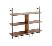 Etagère Murale Tuyau Industrielle 3 Niveaux 105x24 cm en Bois Rustique