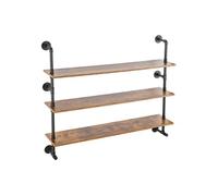 Etagère Murale Tuyau Industrielle 3 Niveaux 123x25,5 cm en Bois Rustique