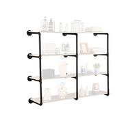 Etagère Murale Tuyau Industrielle 4 Niveaux Lot de 3 pour Planche 30 cm