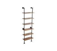 Etagère Murale Tuyau Industrielle 6 Niveaux 61x25,5 cm en Bois Rustique
