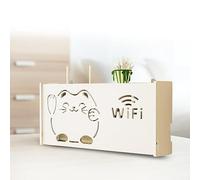 Etagere Murale TV Chambre Support de Routeur Mural Rangement Murale Chambre Petit Support Mural Ouvert Etagere Blanche Flottante,B52x9.5x25cm