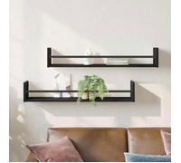 Étagère murale - VIDAXL - 869087 - 2 étagères - Chêne noir - Bois d'ingénierie 80x16x14 cm