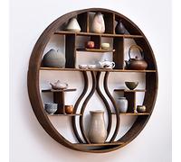 Étagère murale vintage en bois - Présentoir élégant pour service à thé antique et ornements décoratifs