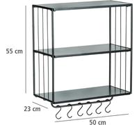 Étagère murale WENKO Mod. Industrial, étagère d'habitation à 3 niveaux avec barre à crochets
