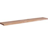 Étagère murale WOHNLING avec bord en bois d'arbre en acacia massif 160 cm, étagère murale design suspendue, étagère en bois naturel, étagère suspendue style maison de campagne