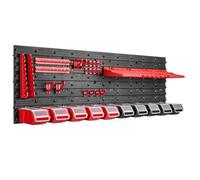Étagère murale, 115 x 39 cm, dotée de 10 boîtes de rangement empilables avec couvercle, porte-outils, établi d'atelier