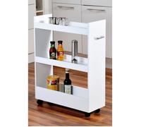 Etagère Niche - KESPER - Support blanc sur roues - 3 niveaux - Cuisine contemporaine - Facile à déplacer
