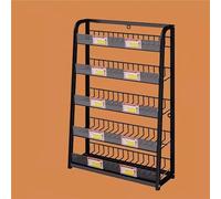 Étagère noire en métal pour fruits et légumes, solution de stockage commerciale, forte capacité de charge, fente pour cartes intégrée, design arc (60 x 15 x 67 cm)