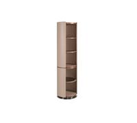 Etagère noyer et similicuir taupe 3278, 49 x 49 x 185 cm -