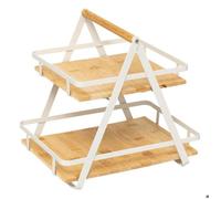 Étagère de Cuisine 2 Niveaux en Bambou "Ordera" 30cm Naturel & Blanc