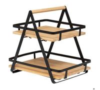 Paris Prix – Étagère de cuisine Ordera – 2 niveaux – Bambou – 30 cm – Naturel & Noir