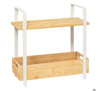 Étagère 2 Niveaux en Bambou "Ordera" 30cm Naturel & Blanc