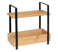 Étagère ""Ordera"" 2 niveaux avec bac de rangement en bambou noir - 5five